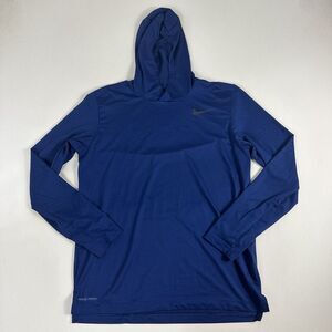 Nike Pro Pullover Hoodie Men Medium CJ4613-011 Blue Active Gym Training‎ Run